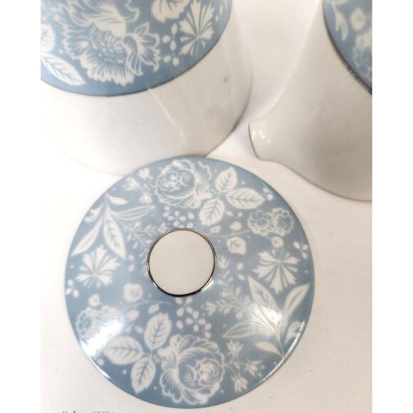 Style House Fine China Creamer and Sugar Bowl with Lid Blue Floral Pattern Damas - Picture 8 of 9
